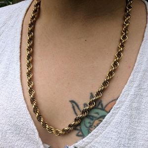 SOLD Monet Twisted Chunky Rope Chain Necklace in Gold-tone | Vintage 70s-80s
